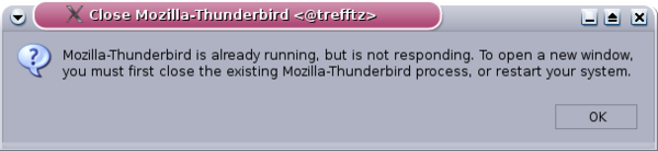 Fehlermeldung im Programm Thunderbird
